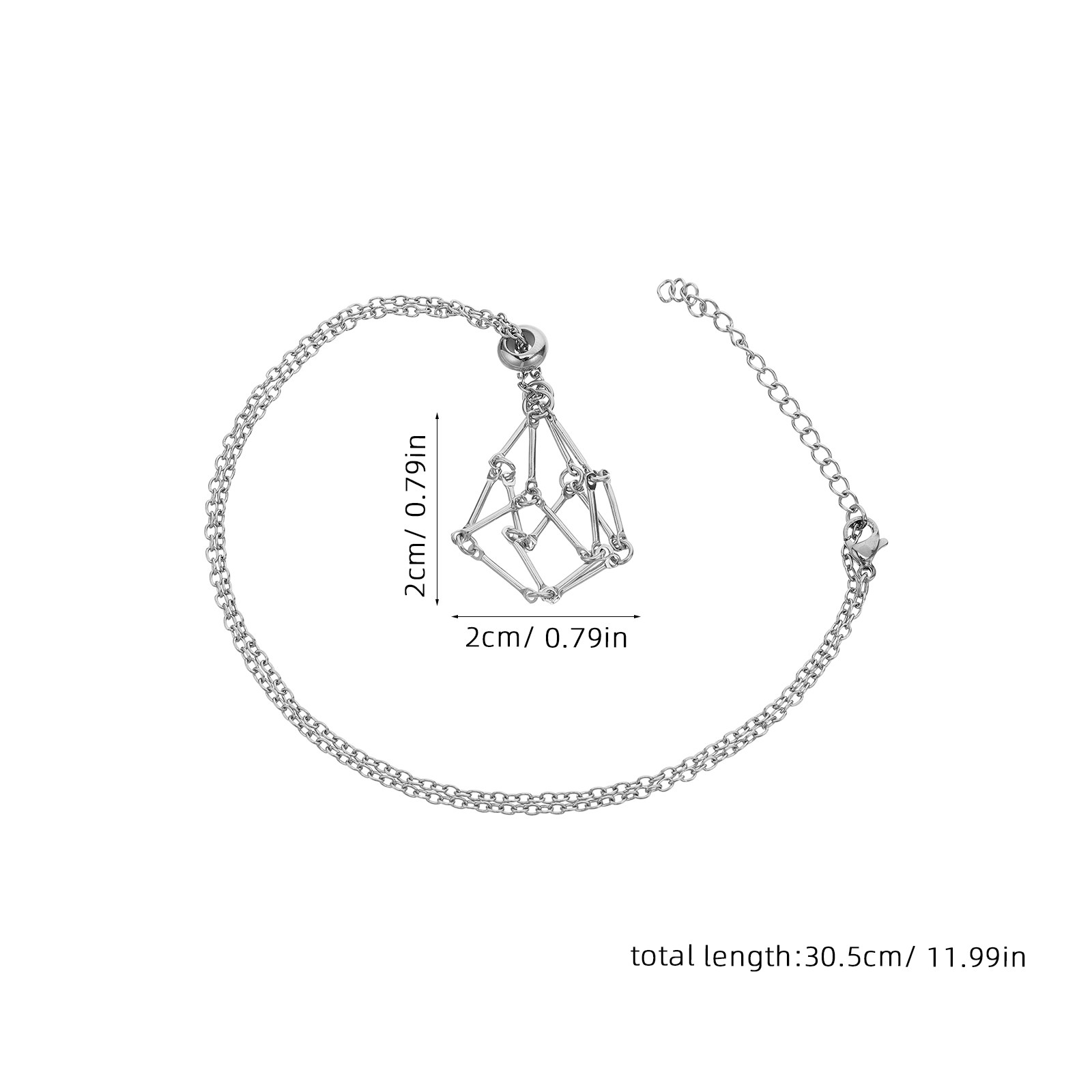 Stainless Steel Crystal Cage N - Crystal Pendant Necklace Natural Stone 评论和价格