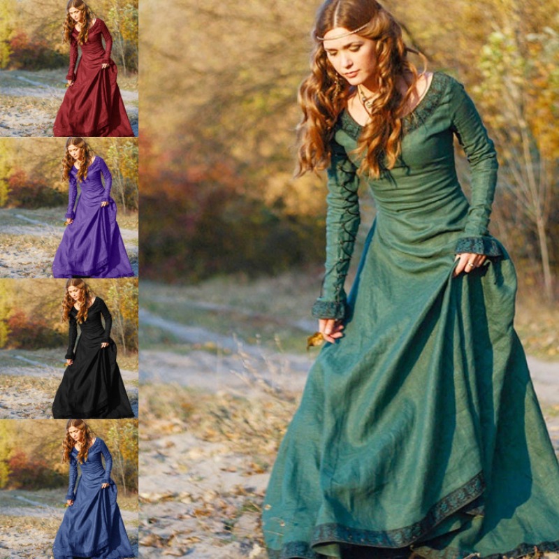 Women Medieval Long Dress V Ne - Necklaces 评论和价格